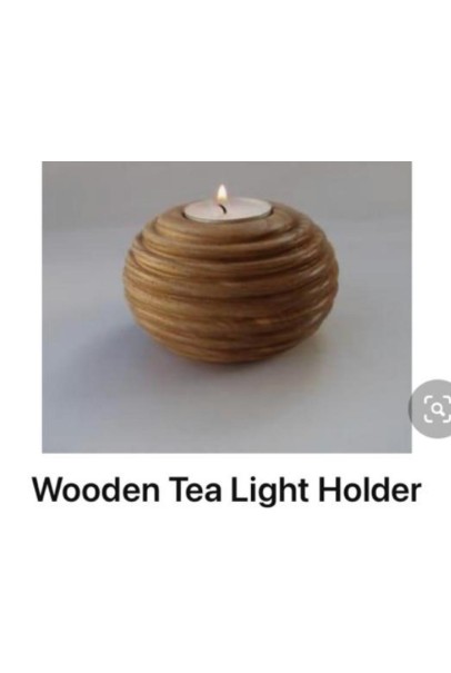 Wooden Candle Tea Light Holder Round Spiral Design